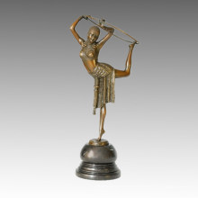 Dancer Bronze Sculpture Vaudeville Carving Brass Statue TPE-314